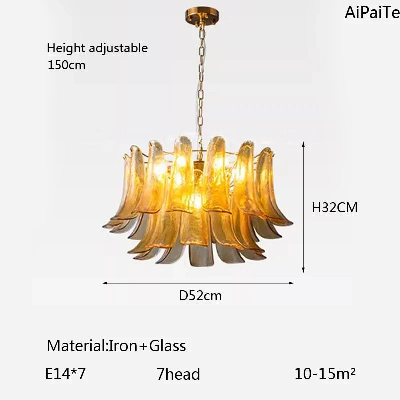 AiPaiTe lustre en verre LED scandinave pour salon salle à manger chambre lustre en verre ambre vintage américain