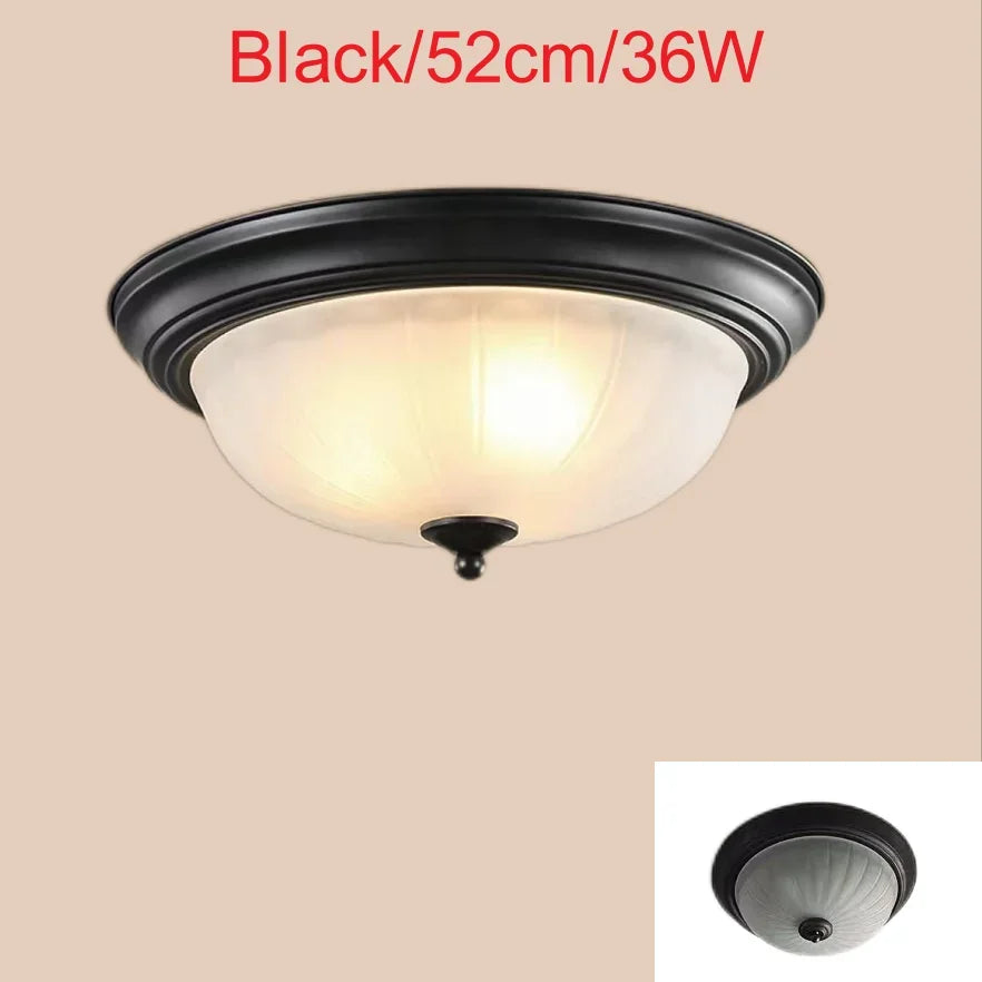 Plafonnier rond or/noir/Bronze plafonnier verre dépoli pour couloir salon cuisine LED lumineuse éclairage 110/220V
