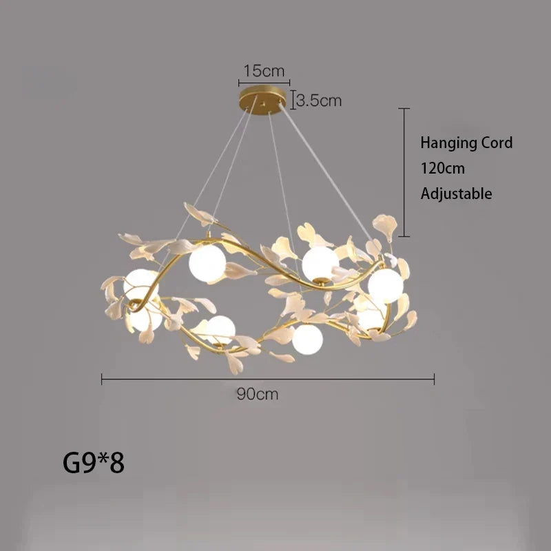 suspension lumineuse en verre design nordique ginkgo moderne