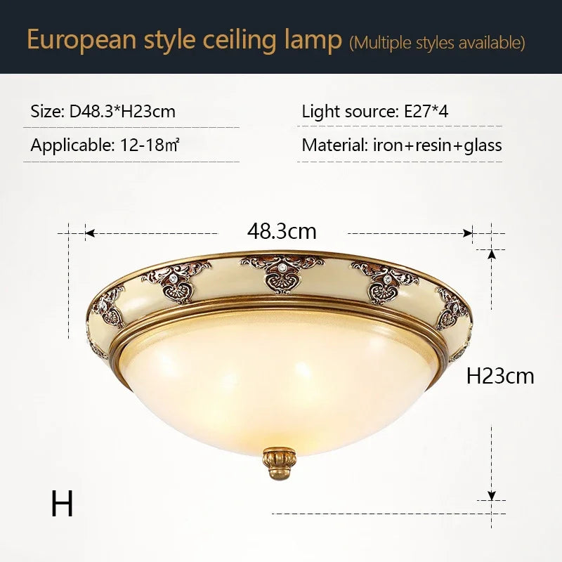 lampes de plafond led rondes design rétro en résine européenne