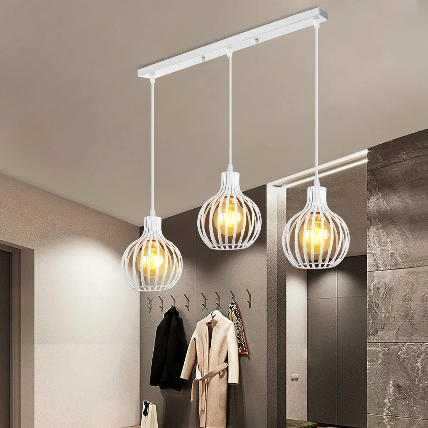 suspension industrielle rétro avec abat-jour géométrique moderne