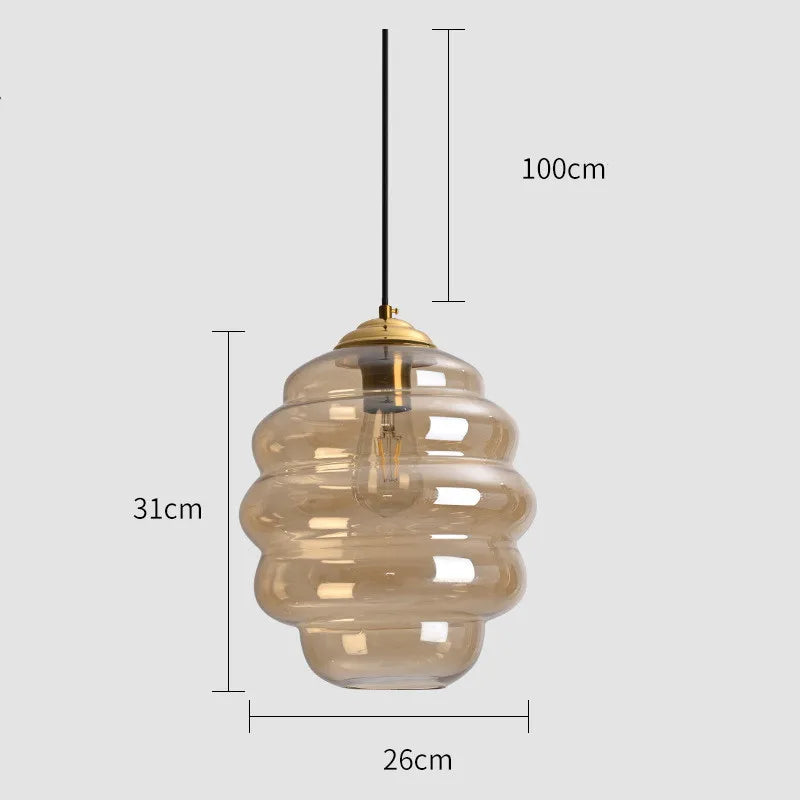 suspension moderne en verre teinté pour décoration intérieure
