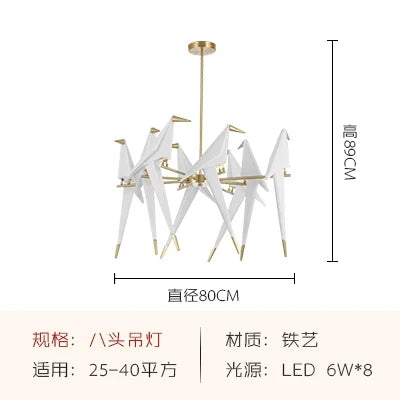 suspension LED design nordique en acrylique forme oiseau