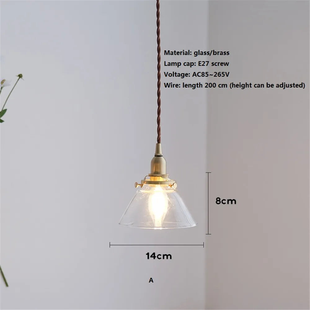 suspension en verre style américain luminaire rétro en laiton