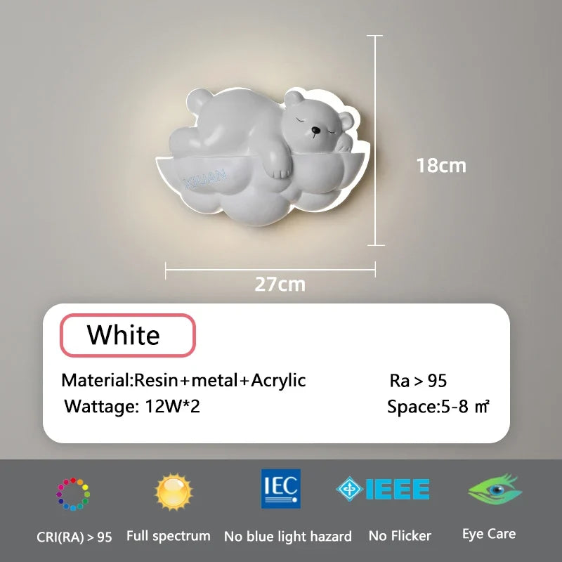 applique murale ours polaire lumineuse pour enfants avec télécommande