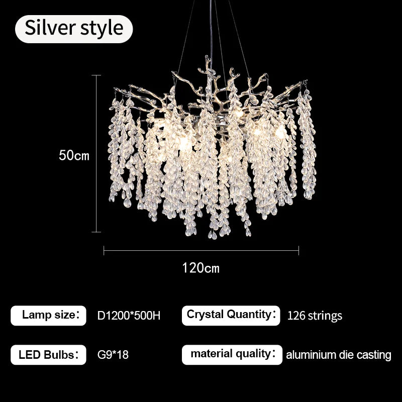 lustre à led en cristaux design moderne pour décoration intérieure