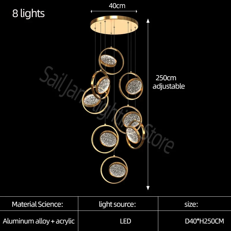 lustre minimaliste deluxe en anneau led pour villa