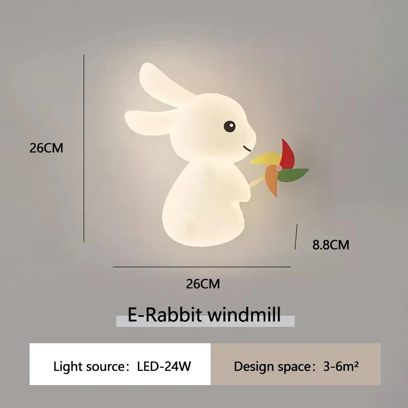 Applique murale de lapin mignon LED lampe de chambre d'enfant moderne Simple chaud chambre de bébé pépinière petite fille garçon chambre chevet appliques murales