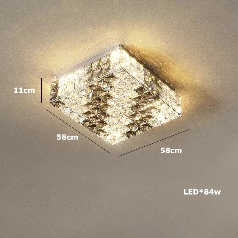 plafonnier led art déco carré cristal design moderne élégant
