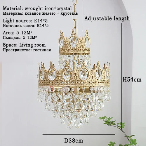 lustre rétro en cristal pour éclairage intérieur décoratif