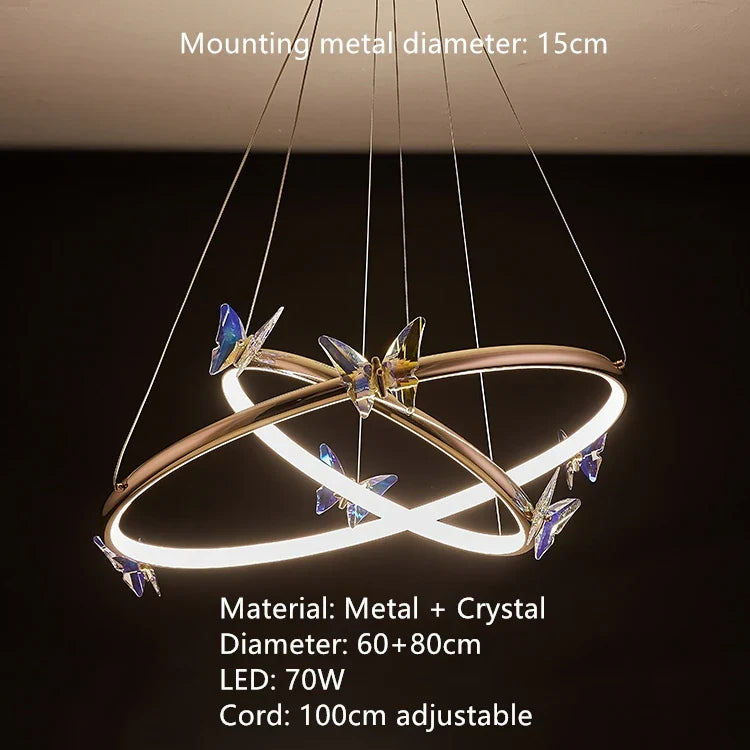 anneau d'or led papillon pour hôtel boutique bureau restaurant