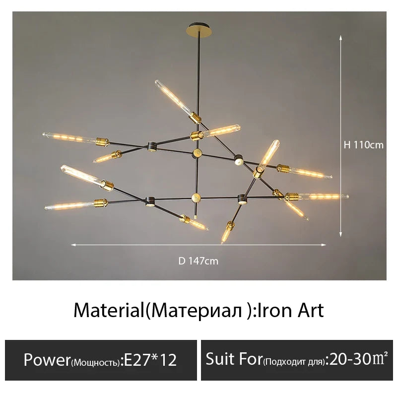 lustre en tube de verre design nordique pour décoration intérieure