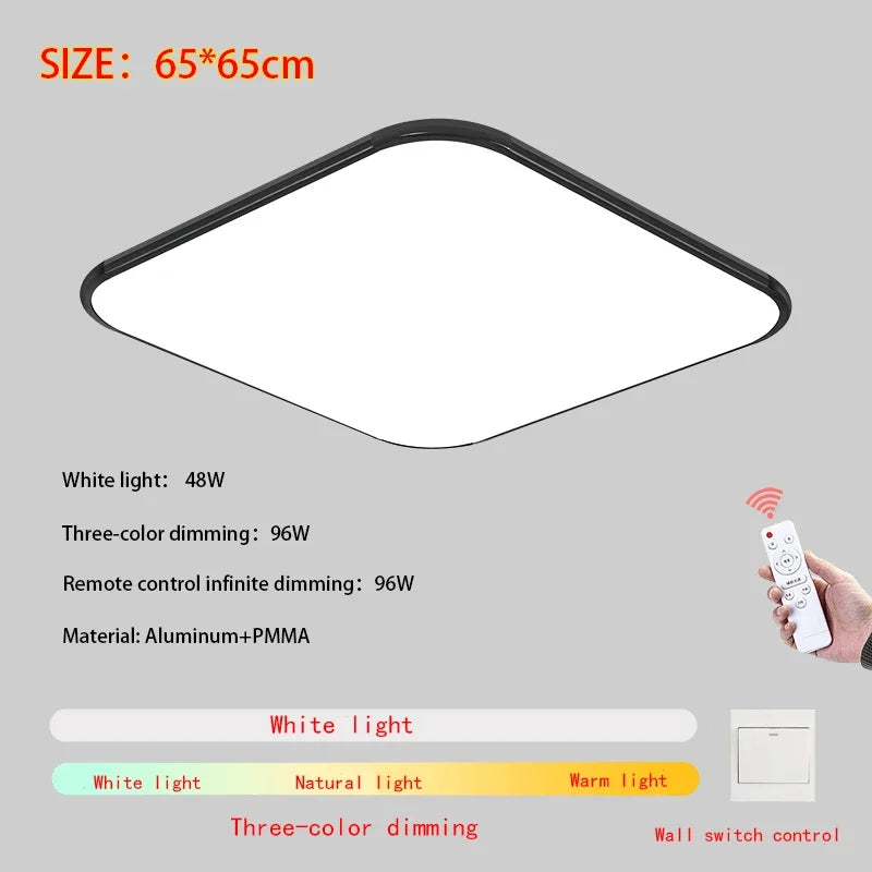 Modern Living Room Light 2024 Ultra Thin LED Ceiling Light Remote Control Dimming Restaurant Bedroom Balcony Panel Light