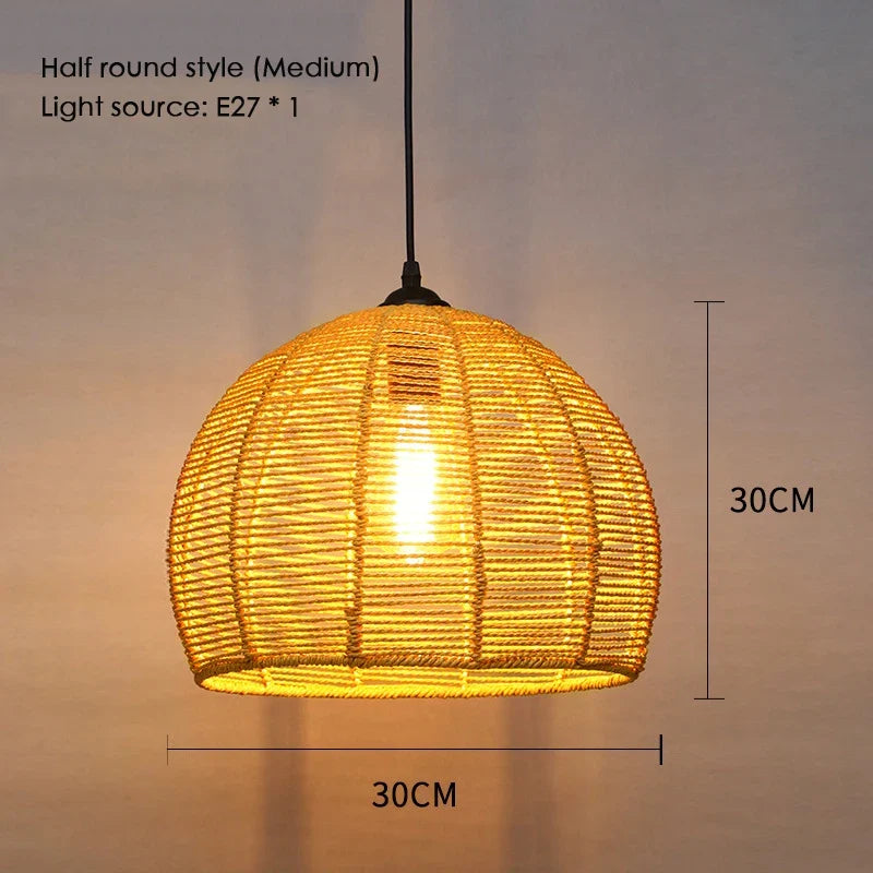 Sisal chanvre corde suspension plafonnier Lustre suspendu Lustre fer main tressage rustique rétro pour salle à manger décor