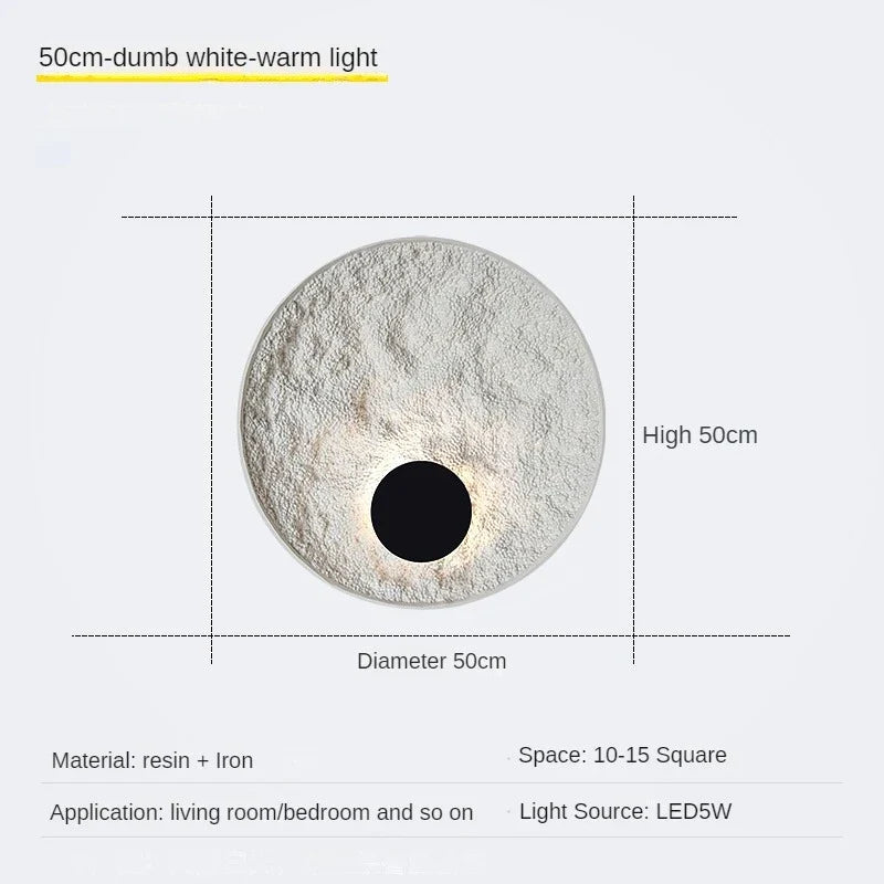 applique murale lune moderne en résine décorative à led
