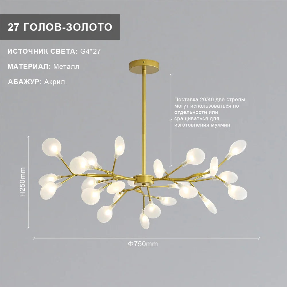 plafonnier en verre branches de luciole design moderne et élégant