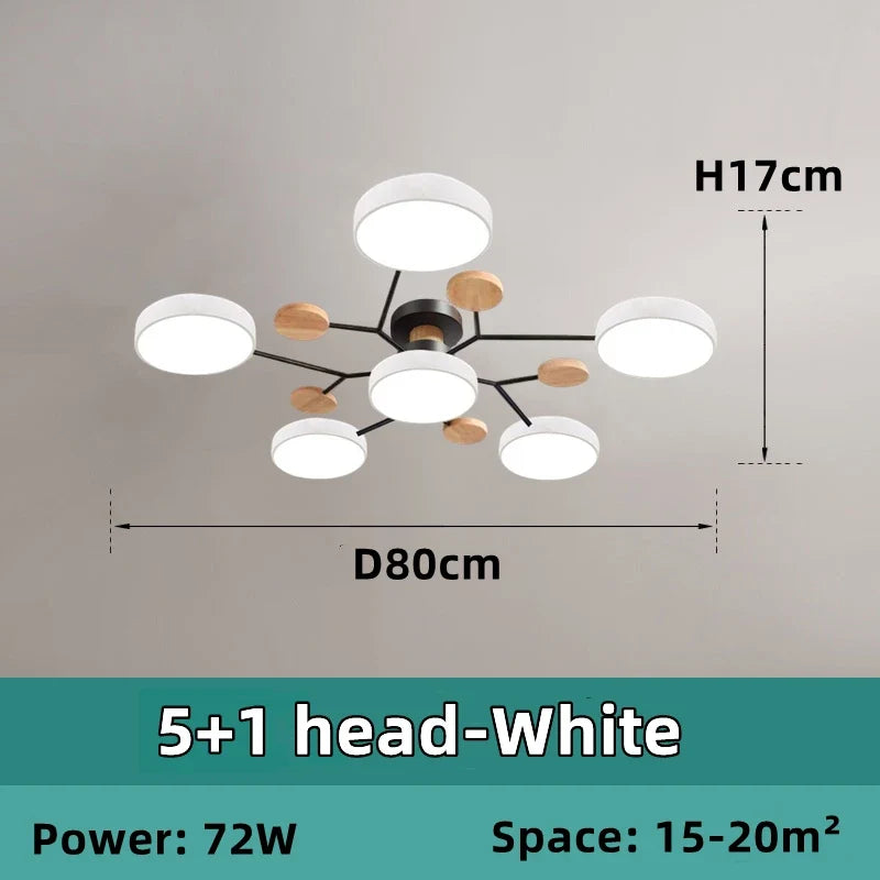 lustre en bois led style nordique pour diverses pièces