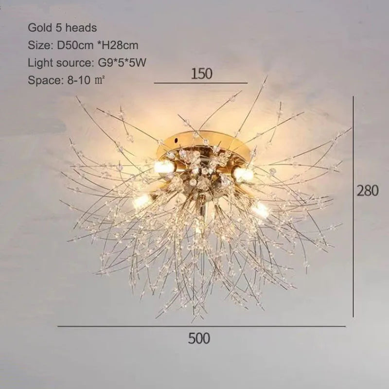 plafonnier nordique en cristal forme pissenlit lustre moderne décoratif
