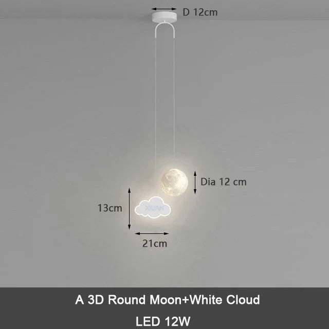suspension créative pour enfants avec télécommande gradation étoile nuage lune
