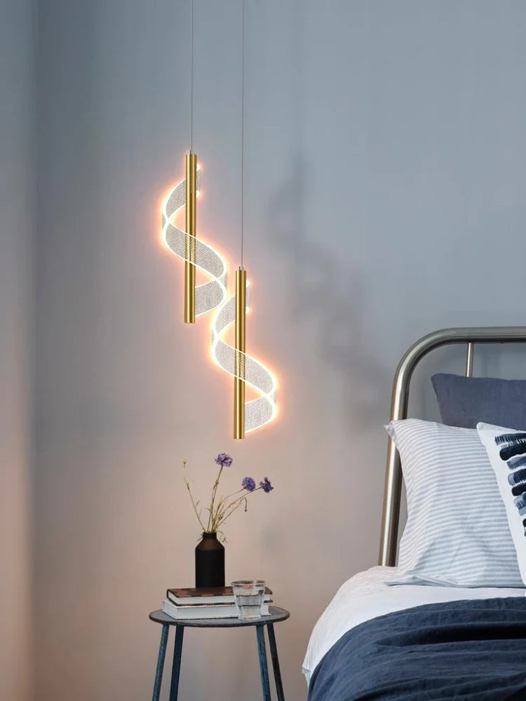 suspension led design en forme de s pour décoration intérieure élégante