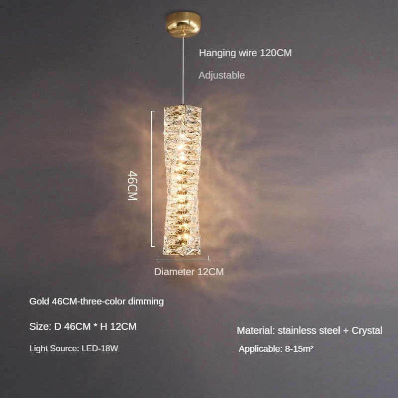 lustre moderne léger en cristal pour intérieurs élégants et contemporains