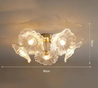 lustre moderne en verre design fleur de lotus lumineux