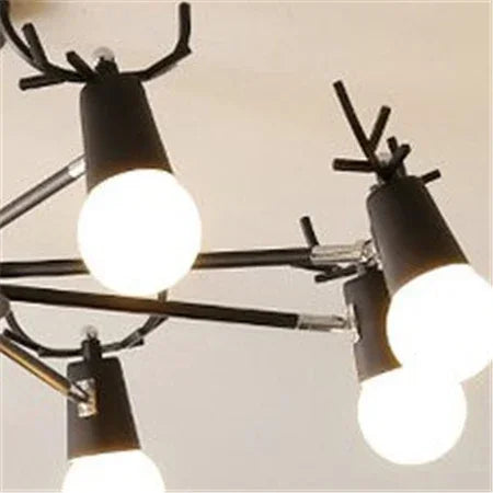 lustre led en fer et bois forme cerf pour décoration intérieure