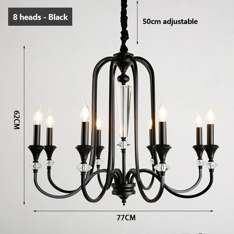 lustre rétro en cristal avec lampes led pour salon luxueux