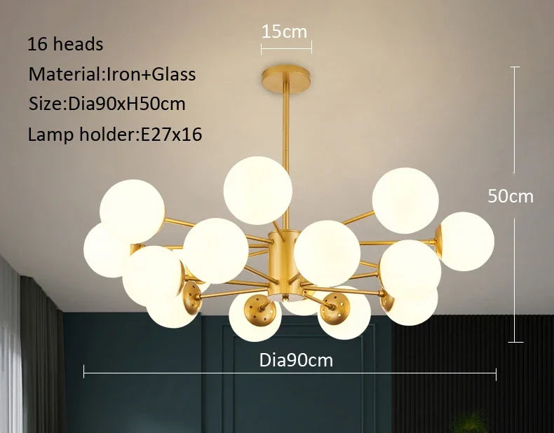lustre moderne en verre pour intérieur lumineux