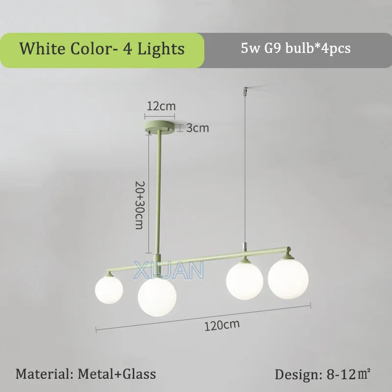 Pastoral Dining Table Pendant Lamps Long Hanging Light for Living Room Kitchen Restaurant Chandelier Fixtures Milky White Glass
