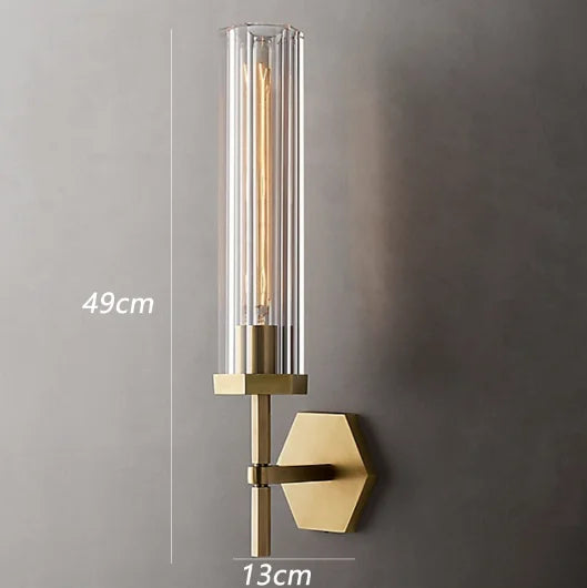 applique murale led de luxe américaine avec abat-jour en cristal et métal doré