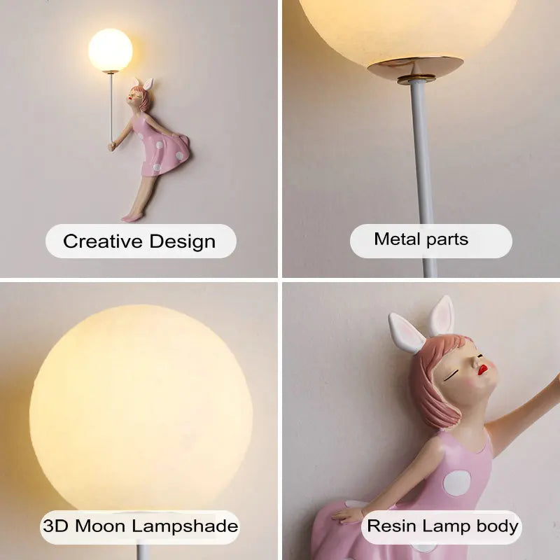Applique murale résine abat-jour lune forme enfants crèche