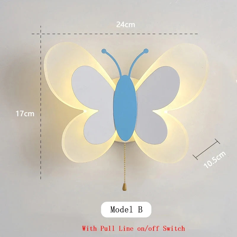 applique murale créative papillon dessin animé lumière led enfants