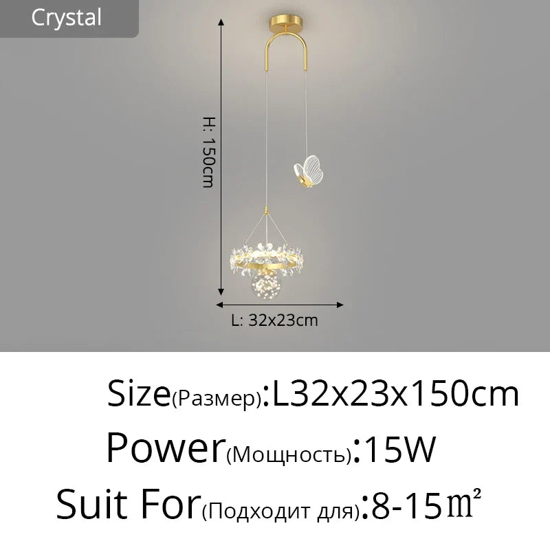 lustre minimaliste en cristal de luxe à tête unique