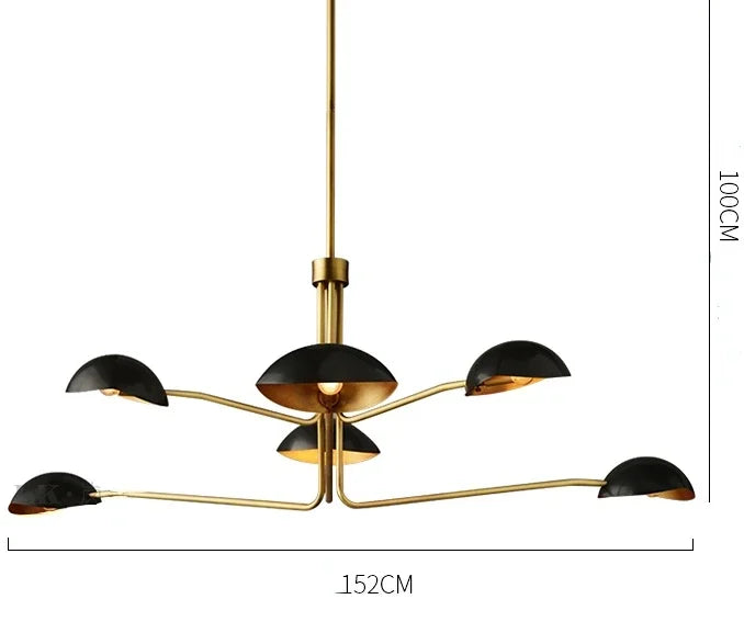lustre rétro en cuivre design créatif à bras long