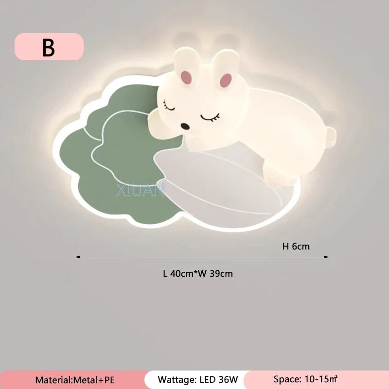 Cartoon Carrot Rabbit Lamps Warm Kids Bedroom Ceiling Light for Baby Girl Boy Childern's Room Lighting 220V Cloud Ceiling Light