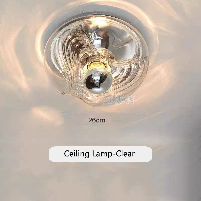 plafonnier bauhaus en verre avec ondulation led moderne