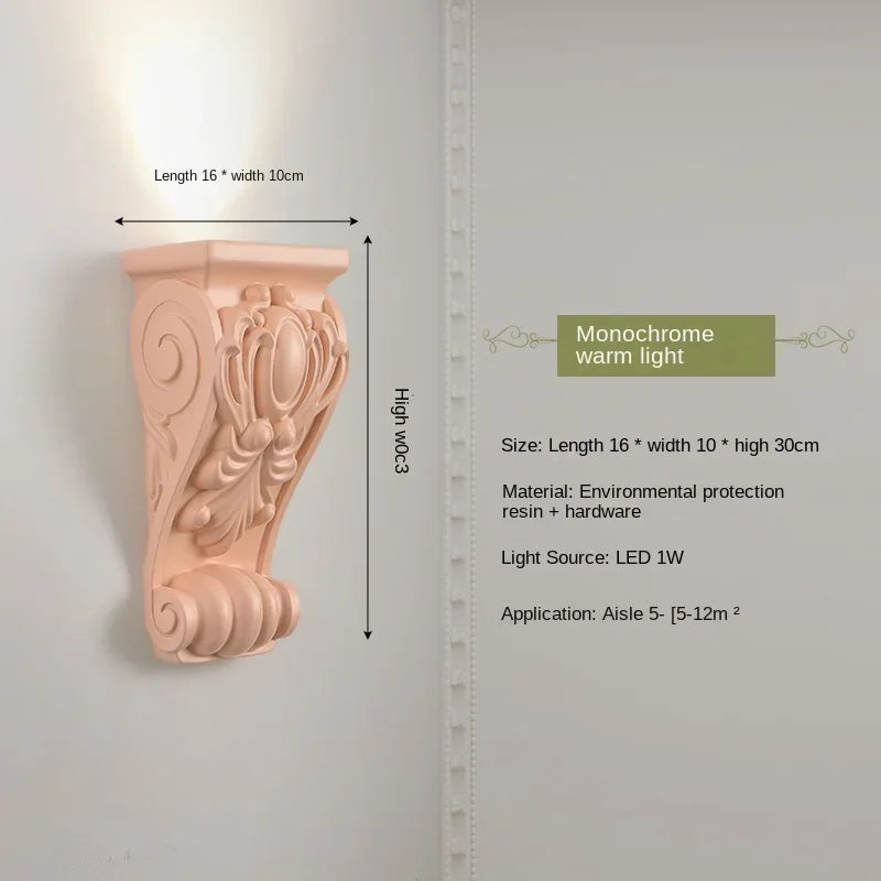 applique murale en résine d'ange sculptée décorative à led
