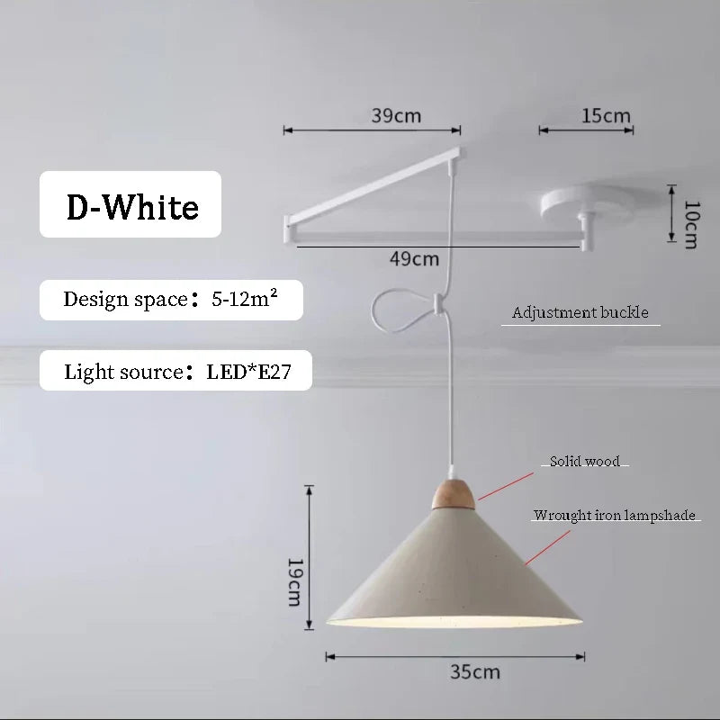 Lustres à bascule de Table à manger modernes LED peuvent être déplacés lampes à long poteau nordique Simple télescopique pliant lustre à bras Long