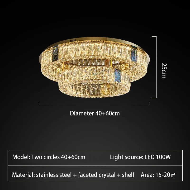 plafonnier en cristal de luxe à led pour décoration intérieure