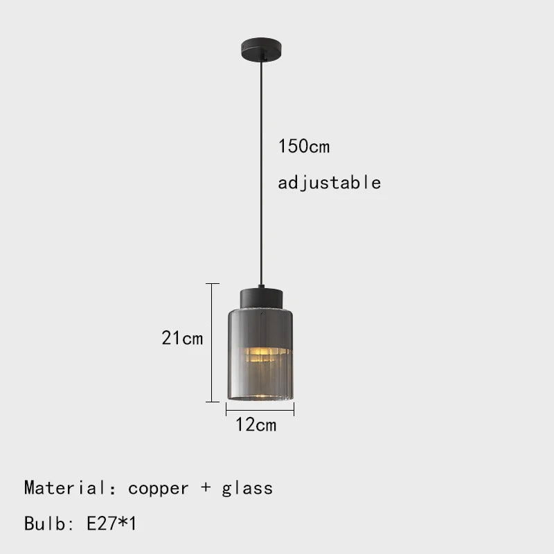 lustre moderne en verre transparent avec fil réglable