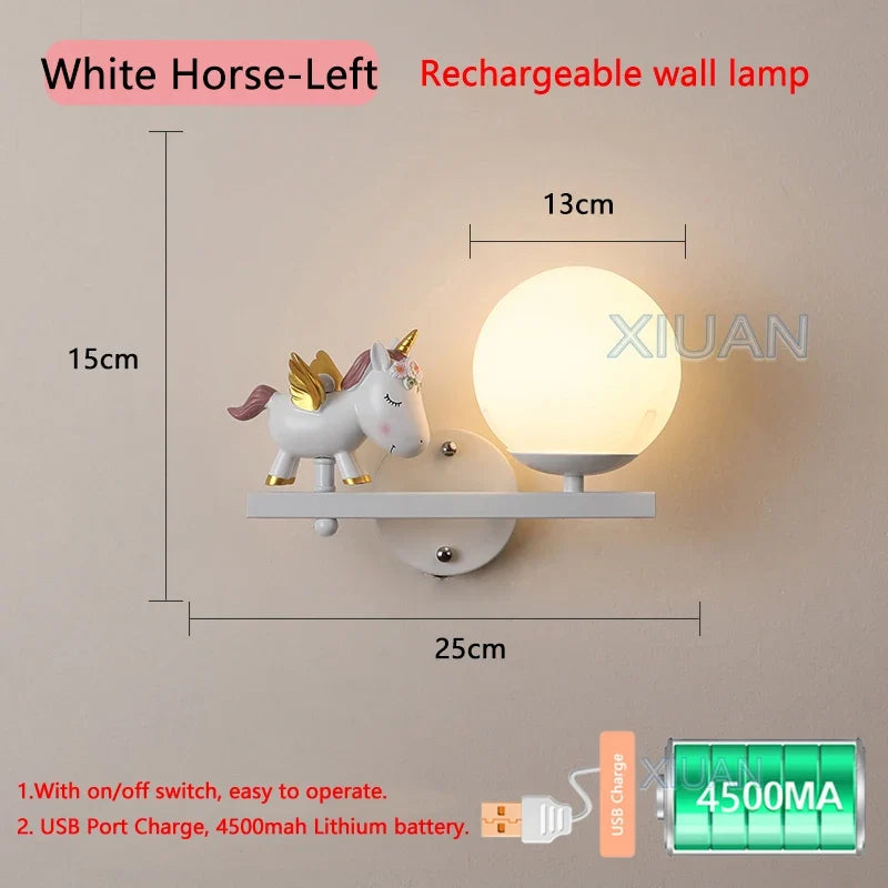 applique murale rechargeable en résine pour chambre d'enfant décorative