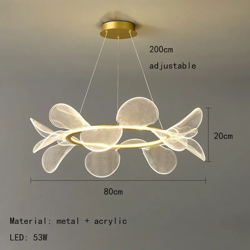lustre led moderne en acrylique forme de fleur luxueux