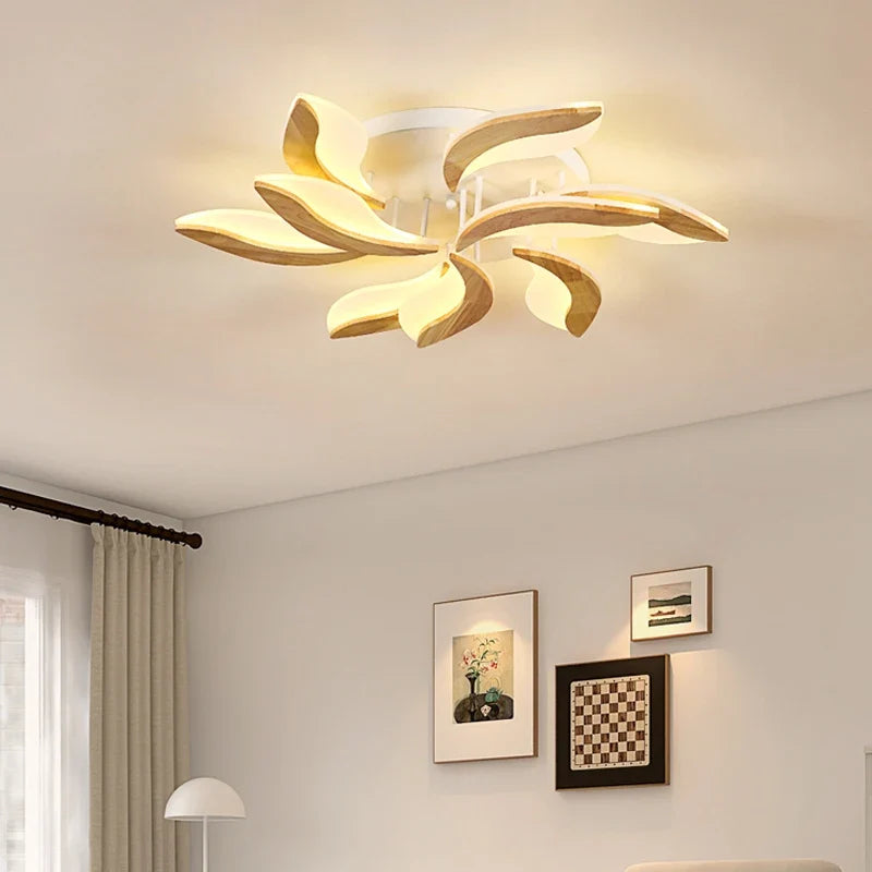 lustre moderne en bois et acrylique pour intérieur