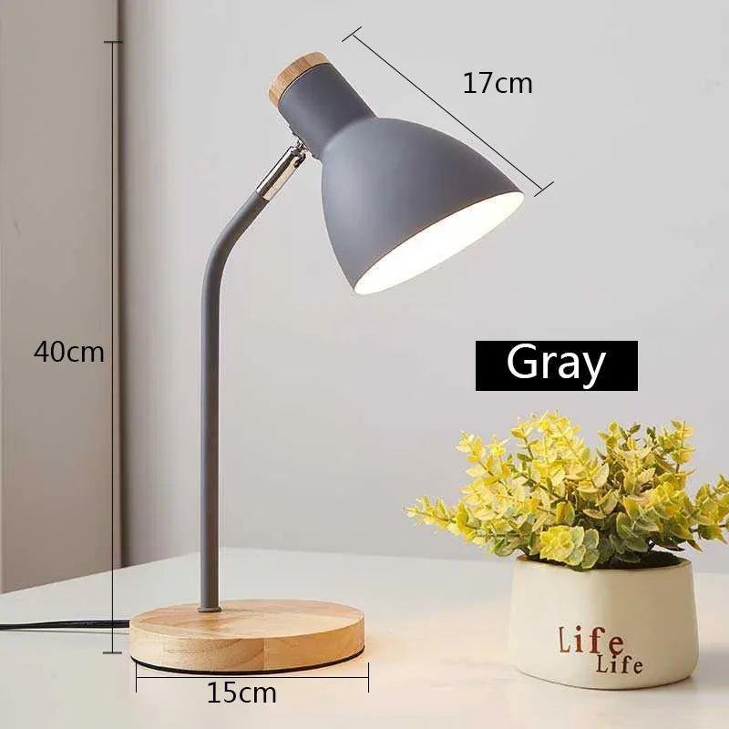 lampe de table led en bois et fer art nordique protection des yeux