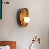 Applique murale LED en bois de noyer