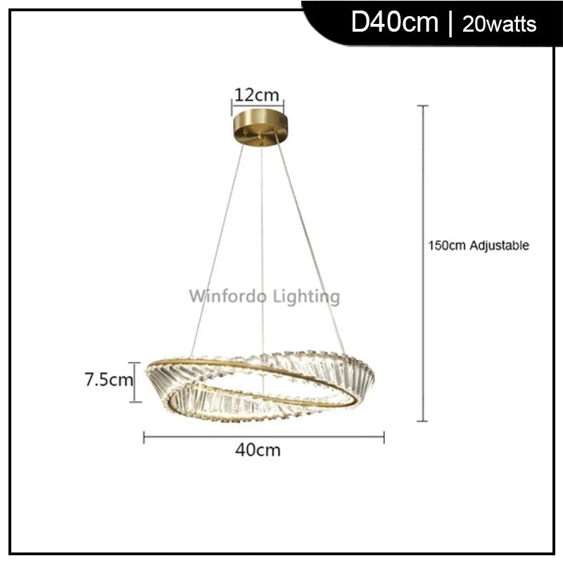 lustre en or de luxe avec éclairage en cristal winfordo