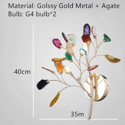 lustre en agate naturelle avec éclairage led et cordon réglable
