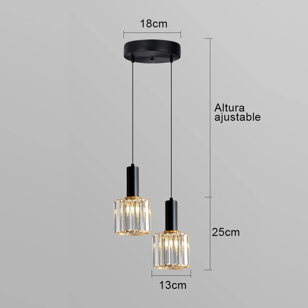suspension en cristal design moderne pour éclairage intérieur réglable