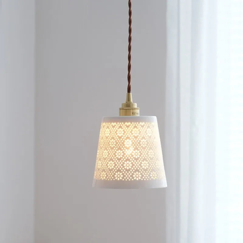 suspension LED design nordique moderne en cuivre et céramique
